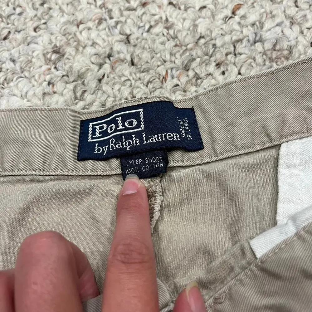 Polo Ralph Lauren Tyler Pleated Chino Shorts Mens 36 Preppy Cotton Casual
